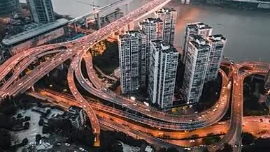城市夜景立交桥航拍延时4k高清素材视频视频的预览图